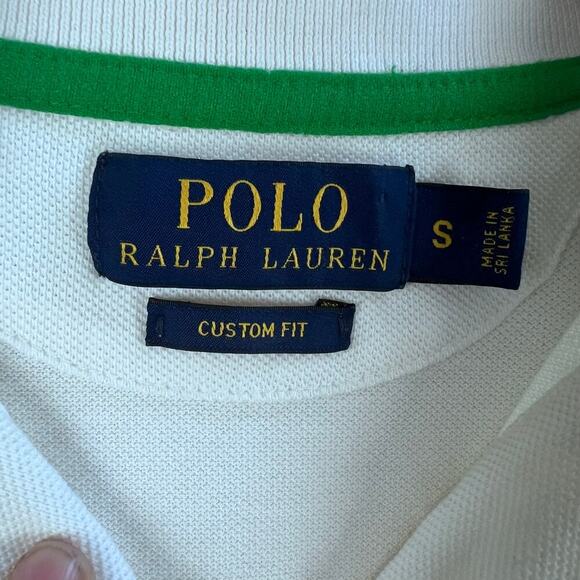 Polo Ralph Lauren White Custom Fit Men's Polo Embroidery Patch Red Blue Size S - Picture 4 of 9
